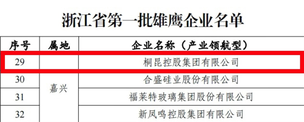 浙江省第一批雄鷹企業(yè)名單截圖